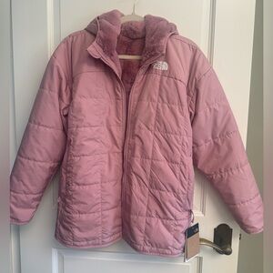 The North Face girls pink reversible jacket XL (14/16) NWT